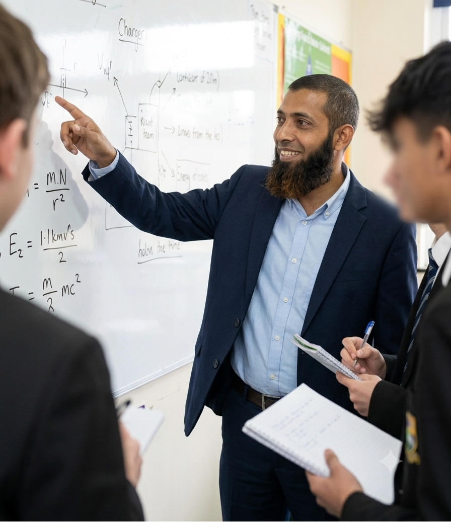Faizal teaching a mathematics class